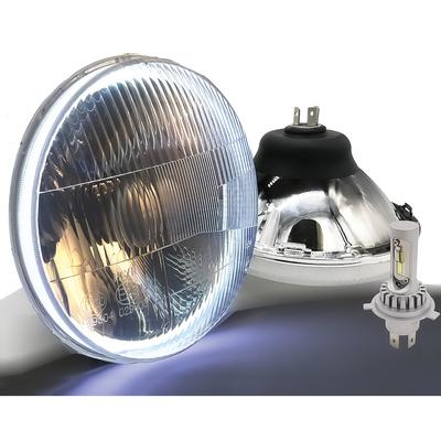 Delta Lights; Classic 7" Round High/Low Beam Headlight Kit; Domed Lens; 25W, 6,000K LED Bulbs; w/ Blinkers
