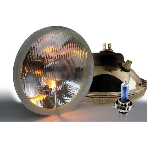Delta Lights; Classic 7" Round High/Low Beam Headlight Kit; Domed Lens; 60W Xenon Bulbs; w/ LED Blinkers