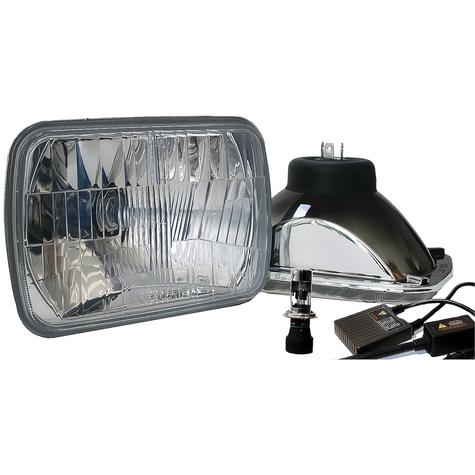 Delta Lights; Modern 5x7 Rectangular High/Low Headlight Kit; Flat Lens; 35W, 6,000k HID Bulbs; (Lens Measures: 5-1/2" x 