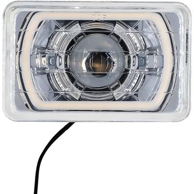 Dapper Lighting; FourSix 4x6" Projector Headlight; High/Low Beam; LED 30W/2400 Lumens; Chrome Housing/Shroud; Clear Glas