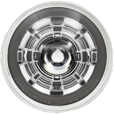 Dapper Lighting; 575 5-3/4" Projector Headlight; High/Low; LED 30W/2400 Lumens; Chrome Housing; Chrome Shroud; Clear Gla