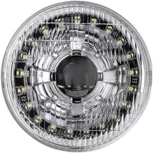 Dapper Lighting; LED Seven Projector Headlight; High/Low Beam; Chrome Housing; OE Style Glass Lens; Modern White Halo