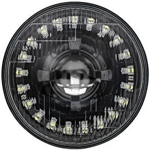 Dapper Lighting; LED Seven Projector Headlight; High/Low Beam; Black Housing; OE Style Glass Lens; Modern White Halo