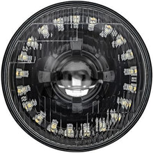 Dapper Lighting; LED Seven Projector Headlight; High/Low Beam; Black Housing; OE Style Glass Lens; Modern Switchback Hal
