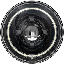 Dapper Lighting; LED Seven Projector Headlight; High/Low Beam; Black Housing; Clear Glass Lens; Classic Switchback Halo