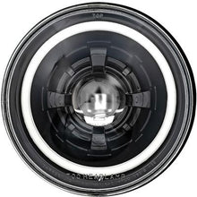Dapper Lighting; LED Seven Projector Headlight; High/Low Beam; Black Housing; Clear Glass Lens; HDR Switchback Halo