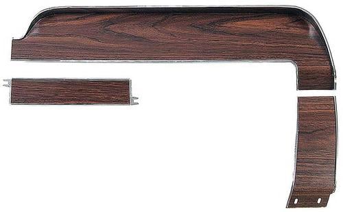 DTK4 - 1968 Ford Mustang; Woodgrain Dash Trim Kit; Deluxe Interior; Without AC; Metal Back; 3 Pieces