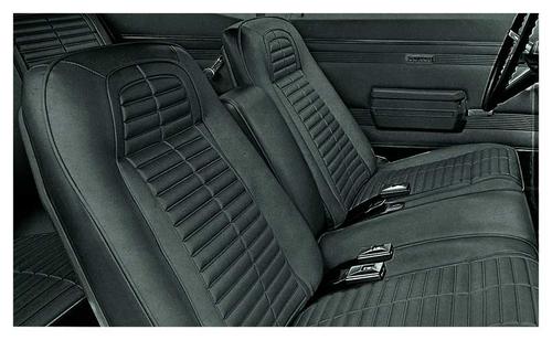 1967-69 Firebird Standard, 1967 Deluxe; Complete Front/Rear Upholstery Set; Buckets w/ Fold Down Rear Seat; Black