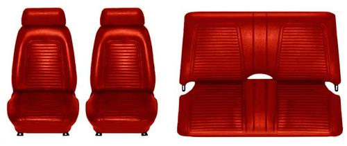 1969 Firebird; Complete Front/Rear Upholstery Set; Standard Interior; Buckets w/ Fixed Rear Seat; Red