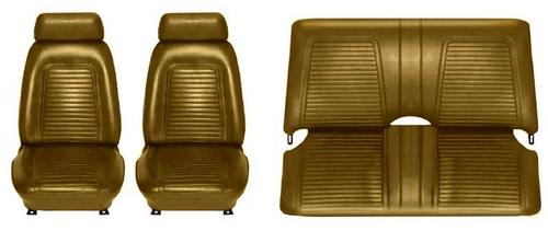 1969 Firebird; Complete Front/Rear Upholstery Set; Standard Interior; Buckets w/ Fixed Rear Seat; Gold