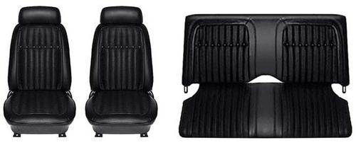 1969 Firebird; Front and Rear Upholstery Set; Deluxe Comfortweave; Coupe, Convertible; Black