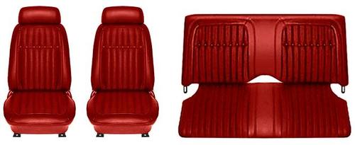 1969 Firebird Deluxe; Complete Front/Rear Upholstery Set; Buckets w/ Fixed Rear Seat; Red