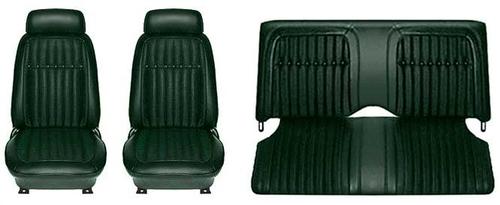 1969 Firebird Deluxe; Complete Front/Rear Upholstery Set; Buckets w/ Fixed Rear Seat; Dark Green