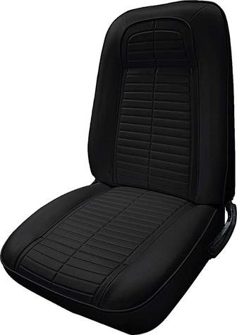 1967-69 Custom Leather Front Upholstery For Standard Interior Coupe/Convertible Models; Black