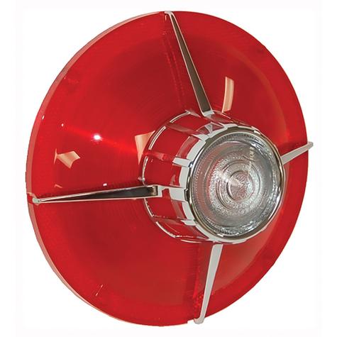 1963 Ford; Taillight Lens; w/ Clear Backup; Deluxe Chrome Trim; Red Plastic