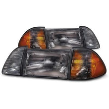 1987-93 Ford Mustang; GT/LX Smoked Headlight Set (6-Piece Set; Amber Side Marker)