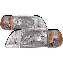 1987-93 Ford Mustang; GT / LX Clear Headlight Set; 6-Piece Set; with Amber Side Marker