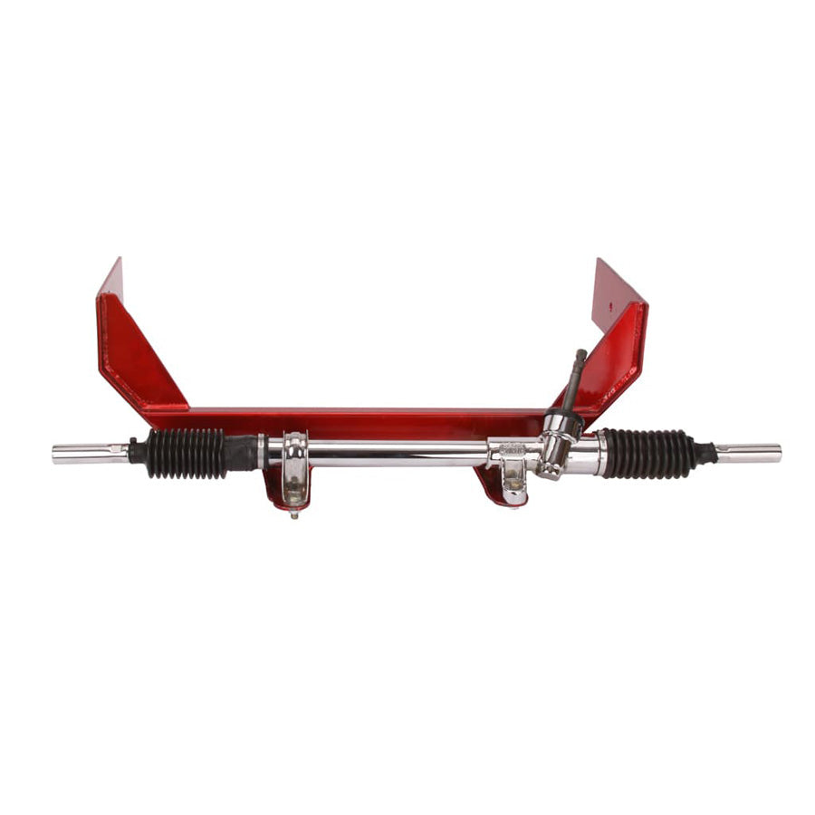 1965-70 Mustang Manual Rack & Pinion Cradle Kit: Original Spindles, Aftermarket Wheel - Polished Column