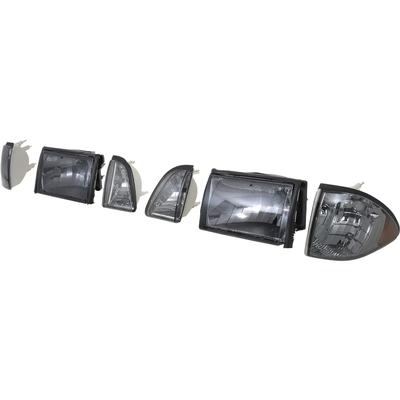 1987-93 Ford Mustang; Ultra Smoked Headlights (12-Piece Set; Amber Side Markers; Smoked Lens)
