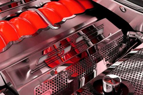2010-13 Camaro Fuel Rail Covers Stainless Steel Perforated SS Style Lit Red