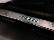 2010-15 Camaro - Illuminated Door Sill Plate Kit w/ Single Color LED - WHITE (Brushed Silver Finish)