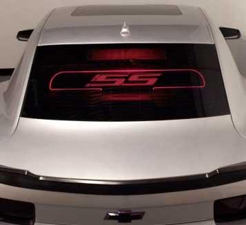 2010-15 Camaro Coupe - Windrestrictor Brand Glow Plate with SS Emblem and Red LED