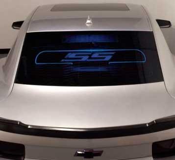 2010-15 Camaro Coupe - Windrestrictor Brand Glow Plate with SS Emblem and Blue LED