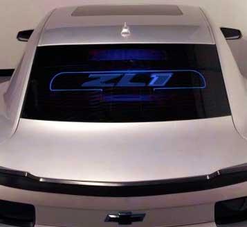 2010-15 Camaro Coupe - Windrestrictor Brand Glow Plate with ZL1 Emblem and Blue LED