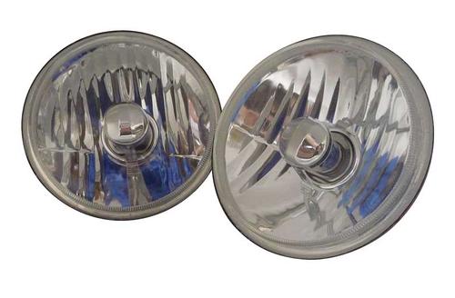 Redline 5-3/4" Round Elite Diamond Headlamps w/out Halo - w/Blue H4 Halogen Bulbs