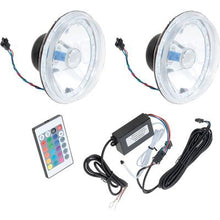 Redline 5-3/4" Round Elite Diamond Headlamps w/Multi Color Halo - w/Blue H4 Halogen Bulbs