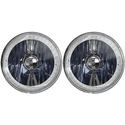 Redline 5-3/4" Round Elite Diamond Headlamps w/Single Color Halo - w/Blue H4 Halogen Bulbs