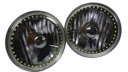 Redline 5-3/4" Round Black Elite Diamond Headlamps w/Single Color Halo; w/Clear H4 Halogen Bulbs