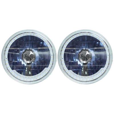 Redline 5-3/4" Round Elite Diamond Hdlmps w/Single Color Halo & Turn Signals - Blue H4 Halogen Bulbs