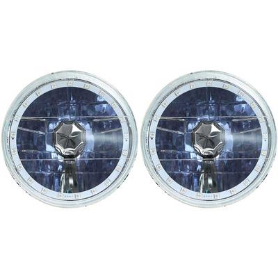 Redline 7" Round White Diamond Headlamps w/Multi Color Halo - w/NovaStar H4 LED Bulbs