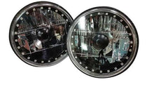 Redline 7" Round Blk Illusion White Diamond Headlamps w/Multi Color Halo - w/Clear H4 Halogen Bulbs