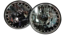 Redline 7" Round Black White Diamond Headlamps w/Single Color Halo - w/Clear H4 Halogen Bulbs