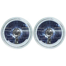 Redline 7" Round White Diamond Headlamps w/Single Color Halo & Turn Signals - Blue H4 Halogen Bulbs