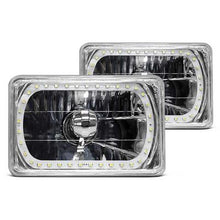 Redline 4" x 6" Rectangular Elite Diamond Headlamps w/Multi Color Halo - w/Blue H4 Halogen Bulbs