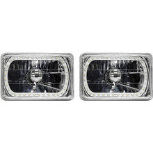 Redline 4" x 6" Rectangular Elite Diamond Headlamps w/Single Color Halo - w/Blue H4 Halogen Bulbs