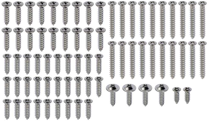 HK11 - 1965-66 Mustang Fastback 73 Piece Interior Trim Screw Set