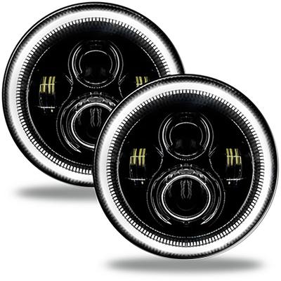 Oracle Lighting 7" High Powered Led Headlights; High/Low; Black Bezel; White