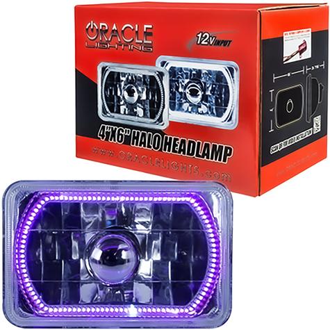 Oracle Lighting; 4x6-Inch H4 Sealed Beam Headlamp with Purple SMD Halo