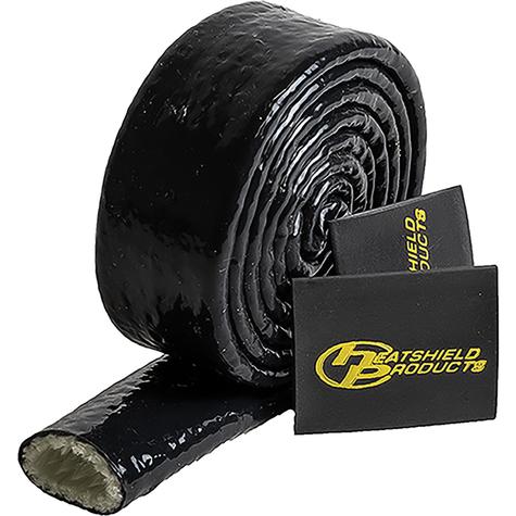 Heatshield Products; Fire Shield Sleeve Silicone Coated Line, Hose & Wire Loom; 1/2" ID; 3' Roll; Black