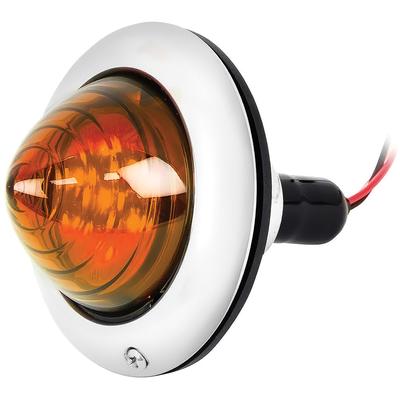 Baby Bullet Tail Light  Assembly; Stainless Bezel; Glass "Beehive" Lens; 7 Super-Bright LEDs; Amber