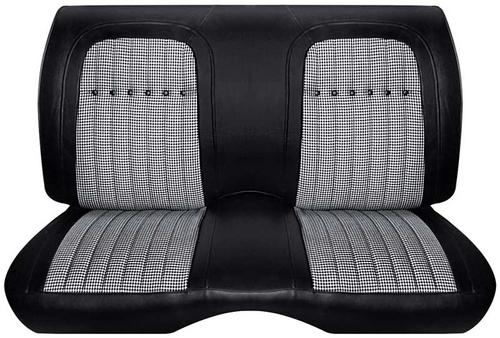 1969 Camaro; Rear Seat Interior Upholstery; Deluxe Houndstooth; Convertible; Black Vinyl