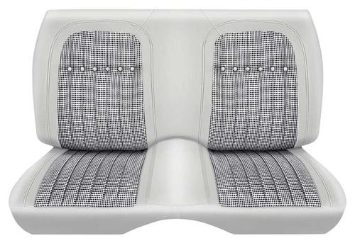 1969 Camaro; Rear Seat Interior Upholstery; Deluxe Houndstooth; Coupe; White Vinyl - Brand: PUI