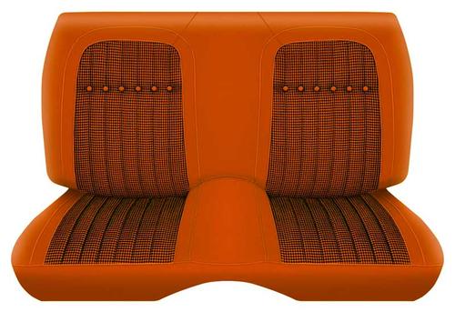 1969 Camaro; Rear Seat Interior Upholstery; Deluxe Houndstooth; Convertible; Orange Vinyl