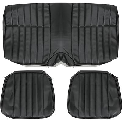 1973 Camaro Standard Interior Rear Seat Upholstery; Black Madrid Grain Vinyl