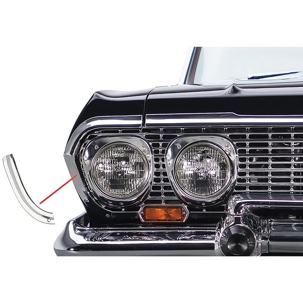 K103 - 1963 Impala; Bel Air; Biscayne; Lower Front Eyebrow Moldings; RH & LH; Pair