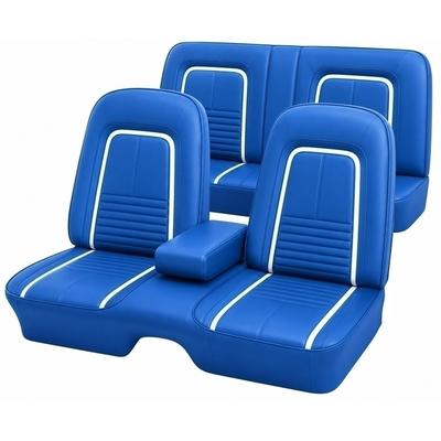1967 Camaro Deluxe Upholstery Set; Front Bench Seat; Bright Blue; Full Set w/ Fold Down Rear